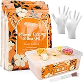VOISEN Silica Gel Flower Drying, 10LBS Silica Gel for Drying Flowers,Color Indicating Flower Preservation Kit Contains Flowers Desiccant, Brush, Gloves, Plastic Box