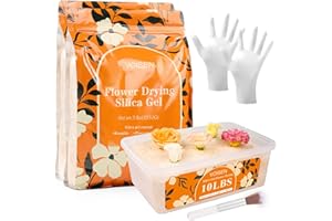 VOISEN Silica Gel Flower Drying, 10LBS Silica Gel for Drying Flowers,Color Indicating Flower Preservation Kit Contains Flowers Desiccant, Brush, Gloves, Plastic Box