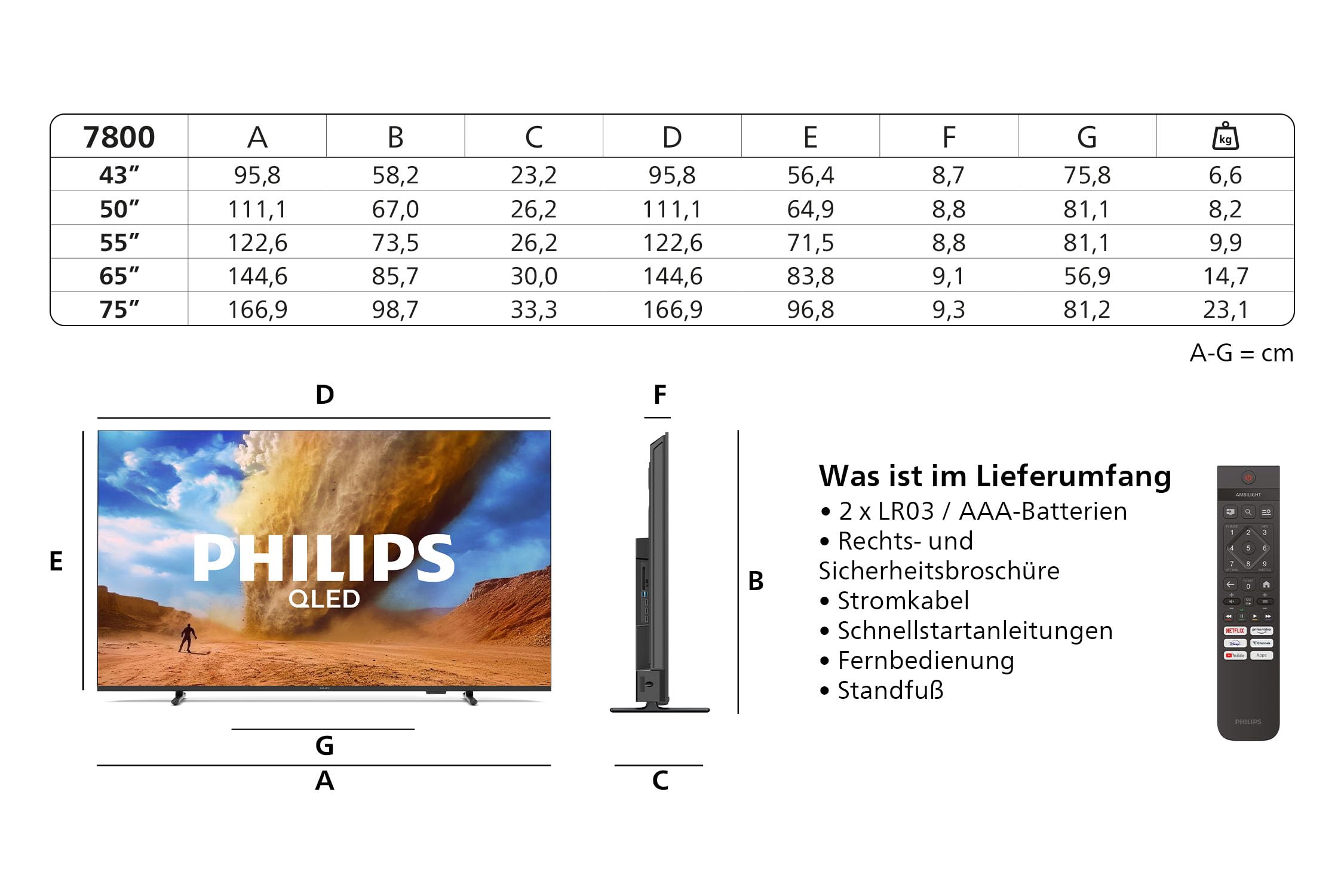 Philips 43PUS7800 4K QLED Smart TV - 43 Zoll Display mit Pixel Precise Ultra HD, Titan OS Plattform und Dolby Atmos Sound - Funktioniert mit Alexa und Google Sprachassistent 3