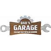 Hobbyhaha Dad's Garage Home Wall Decor Decorative Garage Sign for Dad, 4.95x4.52 Inches, Vintage Style Hanging Sign for Father's Day
