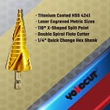 YOKOCUT HSS Titanium Step Drill Bit Set 4-12/20/32mm 3-Piece + Center Punch view 3
