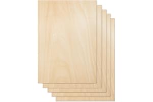 CRAFTIFF Plywood Board Basswood Sheets 1/16 inch, Thin Natural Unfinished Wood for Crafts, Hobby and Model Making – 1.5mm (5 Sheets)