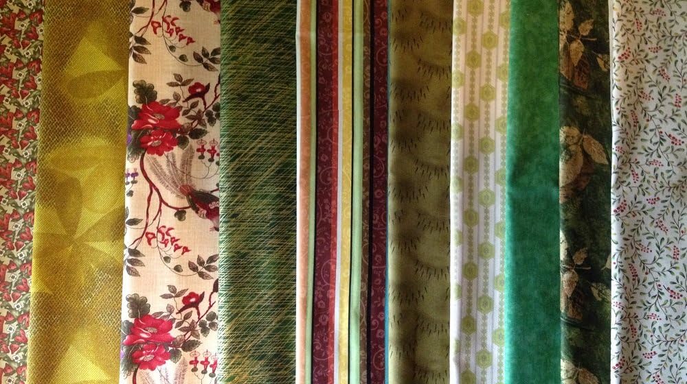 Assorted Collection of Green Blender Quilting Fabrics, Fat Quarter