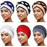 6 Pieces Turbans for Women Turban Head Wraps for African Black Women Headscarf Cap Beanie Wrap Braided