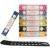 Guruji Divinity Incense Sticks Variety Pack with Wooden Holder | Nag Champa, Rose, Lavender, White Sage, Frankincense, Palo Santo &amp; Sandalwood | Hand-Rolled Masala Incense