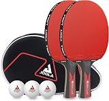 JOOLA Duo Carbon Table Tennis Set – 2 Carbon Paddles, 3 Balls & Case