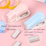 JYJLLM Mini Stapler Set 2 Sets 24/6 Staples Built-in Remover Black White Pink view 4