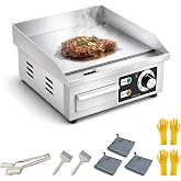 Stainless Steel Electric Griddle, Flat Top Grill Nonstick, Indoor Grill | 1700W 15.7"&times;14.2" Countertop Electric Griddle with Even Heating, Nonstick Plate, for Commercial Use, for Home or Restaurant