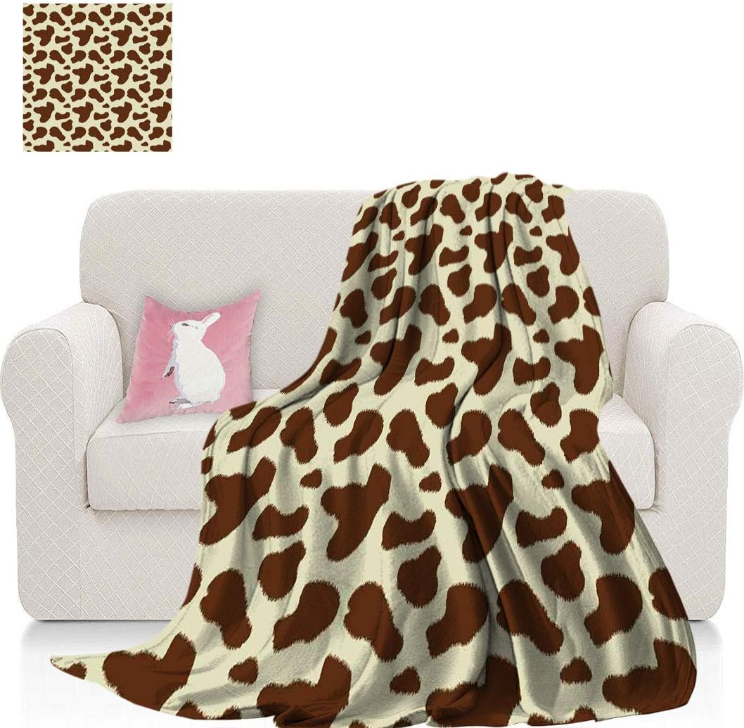 Cow Print Premium Bed Blanket, Cattle Skin with Brown Spots Agriculture