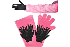 Honeydak 20-Pair Field Dressing Gloves - Deer Gutting & Processing, Includes Nitrile & Disposable Arm Gloves, Pink & Hunting Cleaning Accessories