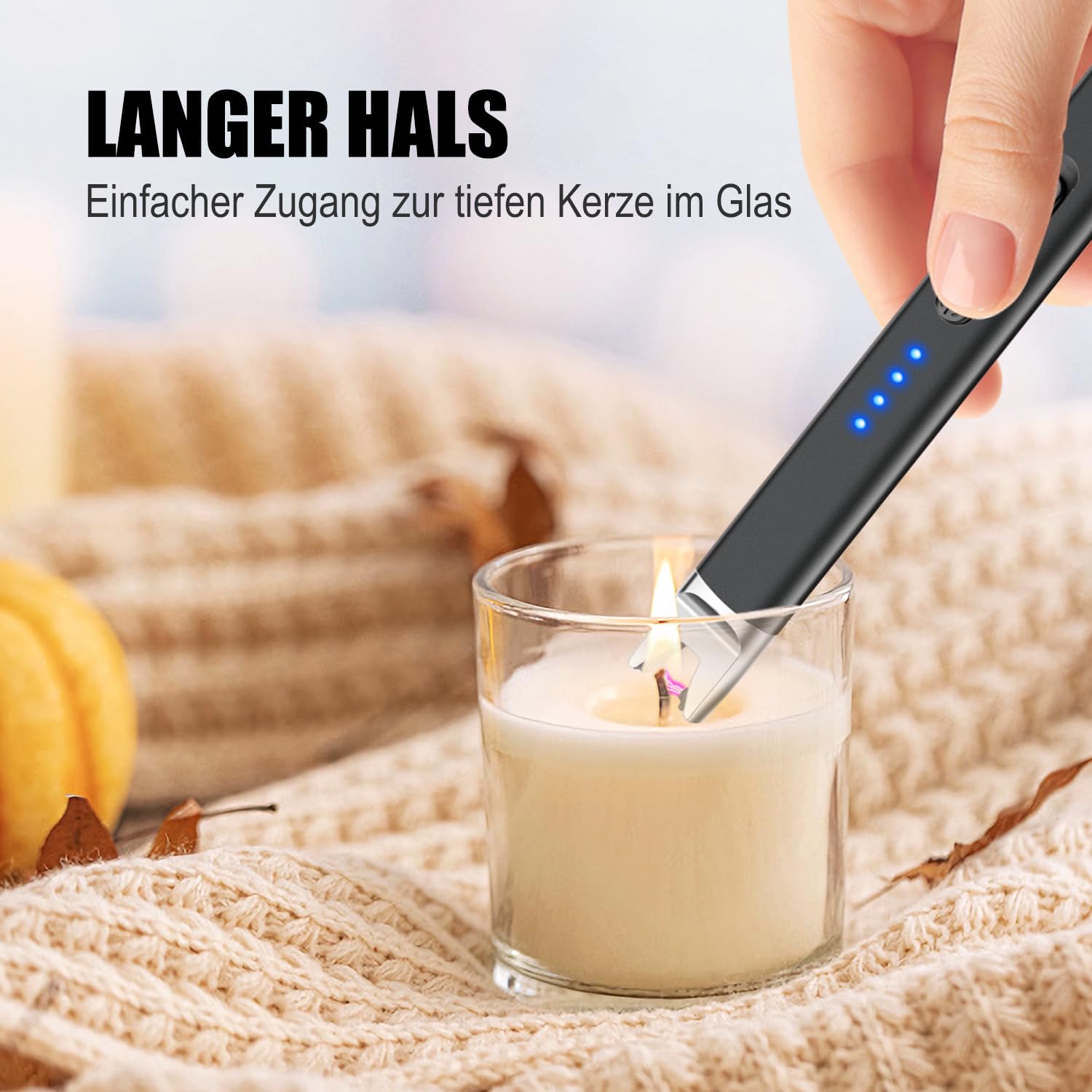 LcFun Lichtbogen Feuerzeug Elektrisch, Typ C Aufladbar Elektrisches Feuerzeug, Winddicht Lang Stabfeuerzeug USB Aufladbar, Plasma Feuerzeuge für Küche Herd Camping, Kamin Feuerwerk (Schwarz) 2