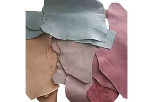 YIJIAXIANG Leather Scraps Assortment, Mixed Colors in Pink, Beige and Gray, Genuine Leather Pieces (500, Grams)