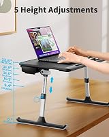 SAIJI Laptop Bed Table with Drawer, 17in Desk, Folding Legs, 40kg Load view 3