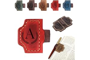LIUBAI Custom Bygone Mark Bookmark with Pen Holder, 26 Letters Name Initial Personalized Leather Book Mark, Gifts for Book Lovers, Readers, Leather Book Marks for Men Women (Red, A)