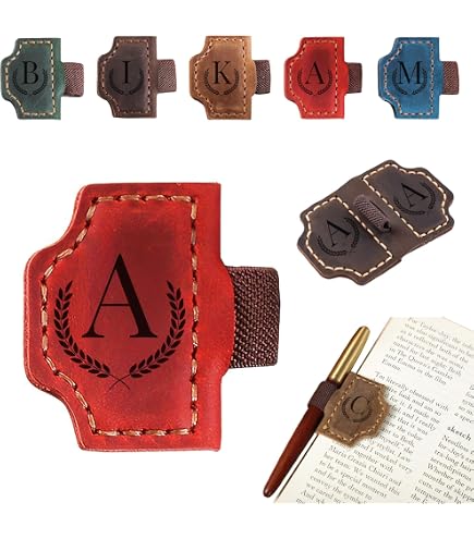 Estivaux Leather Magnetic Bookmark - Pink PU Leather With Gold Initial Letter Monogram (Letter S)