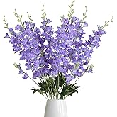 8PCS Purple Delphinium Artificial Flowers 33.5'' Faux Hyacinth Flowers Long Stem Silk Flowers for Tall Vase Home Wedding Table Decor(Light Purple)