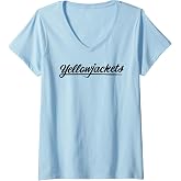 Womens Yellowjackets Black Text Logo V-Neck T-Shirt