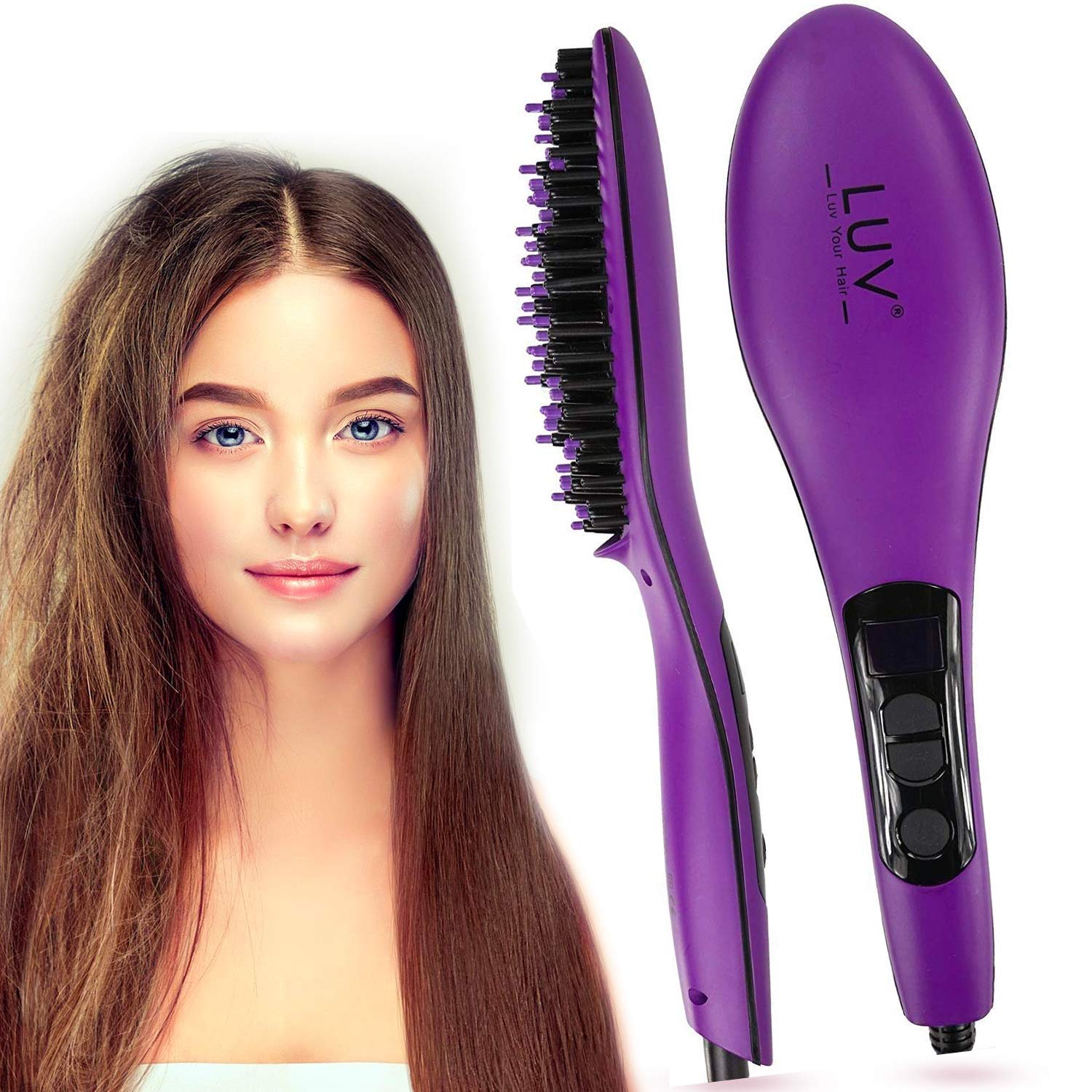 Luv Hair Straightening Brush With Anti Static Technology Anti