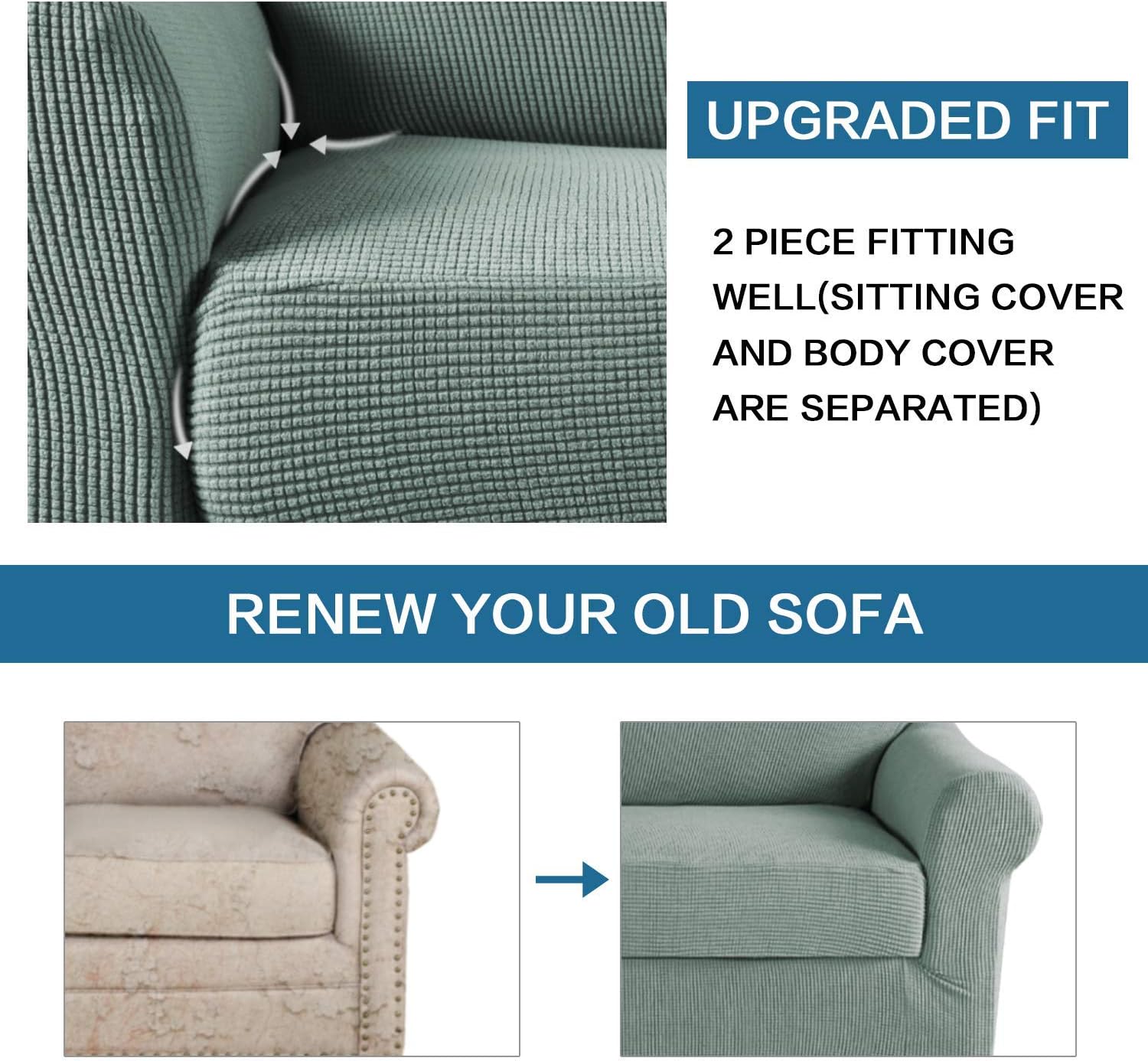 2 Piece Sofa Cover For Armchair 32 48 Bundle Square Ottoman Covers Ottoman Slipcovers Home Kitchen Home Decor