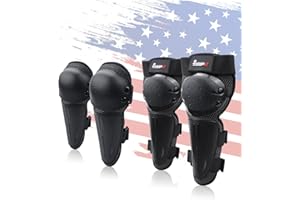 StarknightMT Kids Dirt Bike Elbow Knee Pads Protective Shin Guards Gear Set for Youth Motorcycle Motocross Mountain Biking Skateboard Skiing Skating Black 4pcs