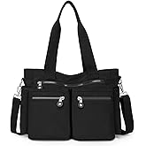 Crossbody Tote Bag with Zipper Shoulder Messenger Aesthetic School Bag Work Large Multi Pocket Tote Bag for Women Handbag