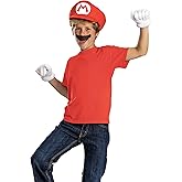 Disguise Mario Child Costume Accessory Kit, Official Super Mario Costume Hat with Gloves and Mustache, One Size Child