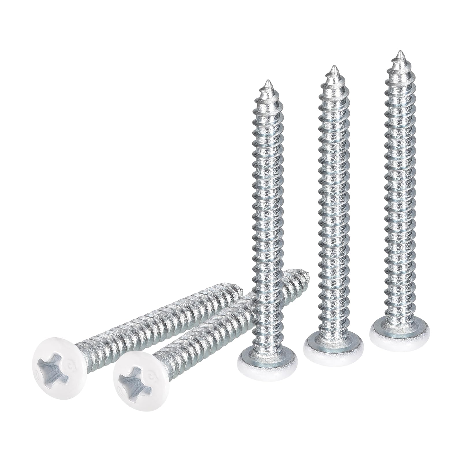 DTGN ST3.5x32mm White Screws 100Pack - Zinc Plated Carbon Steel Pan Head Phillips Sheet Metal Screw Self-tapping Screw Wood Screws — image 1