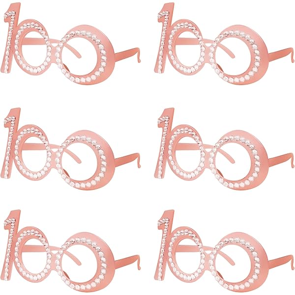 Gexolenu 100th Birthday Centerpieces - 10 Pack Double-Sided Rose Gold Glitter Table Toppers, Number 100 Party Decor Sticks