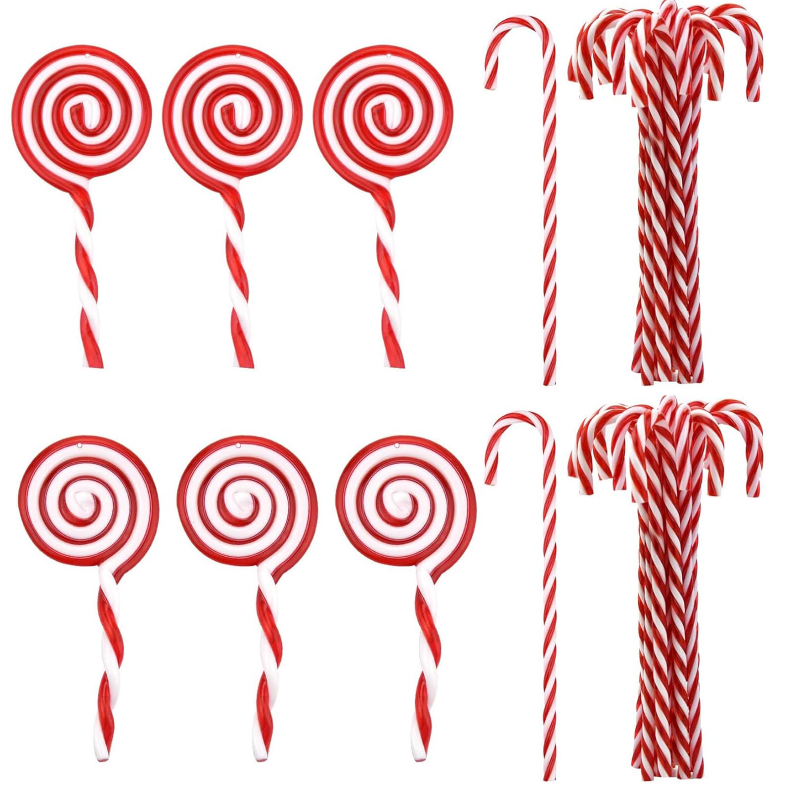 22 Pcs candy cane christmas Decorations candy cane decorations Lollipops Candy Cane Decorations for Christmas Tree Candy ， with Golden Rope for Xmas Halloween Decoration