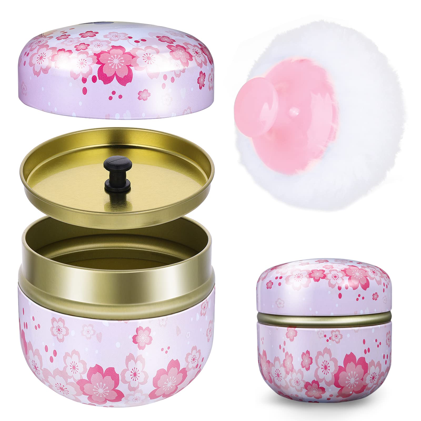 Sibba Powder Case with Puff for Body, Baby After Bath, Makeup Powder Dispenser (Pink)