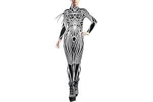 Sipumia Unisex Halloween Party Costumes Jumpsuits Digital Printed Skinny Catsuit Costume