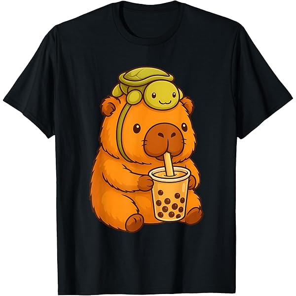 Amazon.com: Kawaii Capybara with Orange On head Kapibara-san T