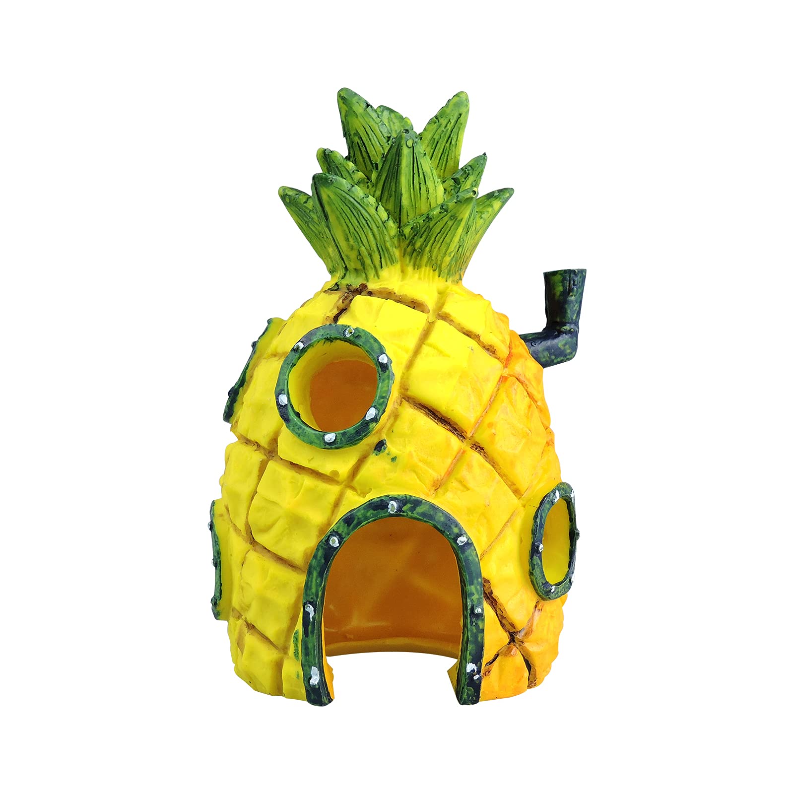 FuninCrea Aquarium Decorations, Resin Cave Ornaments Fish Tank Decoration Accessories for Betta Fish House Aquarium Ornament Aquatic Caves Hide Hut (Yellow)