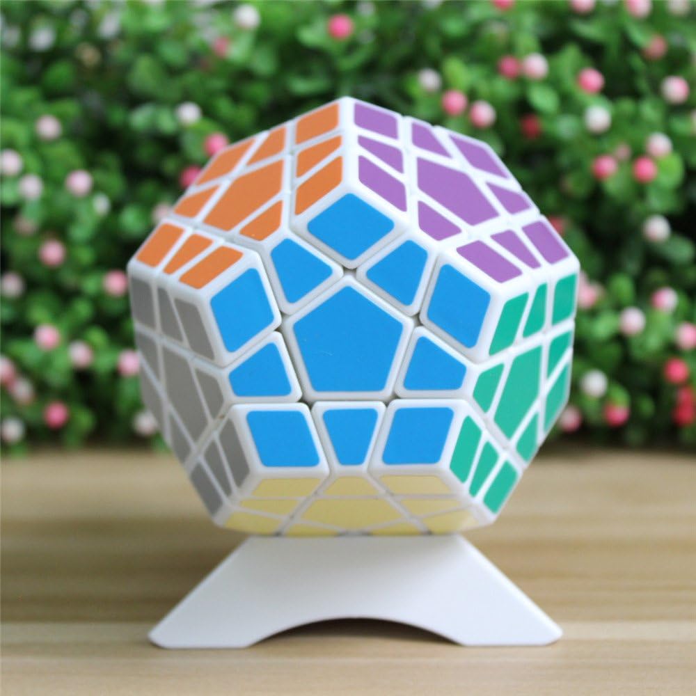 Oostifun Shengshou Megaminx Dodecahedron Magic Cube Special Brain Teasers Puzzles Toy(White)+One Cube Tripod