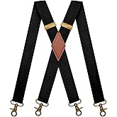 MENDENG Suspenders for Men Heavy Duty Swivel Hooks Retro X-Back Adjustable Brace