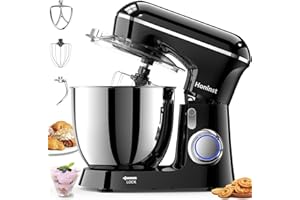 Honinst Stand Mixer, 6.5QT 10-Speed 660W Tilt-Head Electric Stand Mixer, 3-In-1 Kitchen Mixer with Bowl, Dough Hook, Whisk and Beater, Food Mixer for Baking, Cake and Most Home Cooks, Black