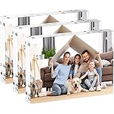 AITEE 5x7 Acrylic Picture Frames 3 Pack, 20% Thicker Block, Clear Picture Frames Freestanding Double Sided Magnetic Acrylic Lucite Frameless Transparent Square Frame Gift for Desktop Display