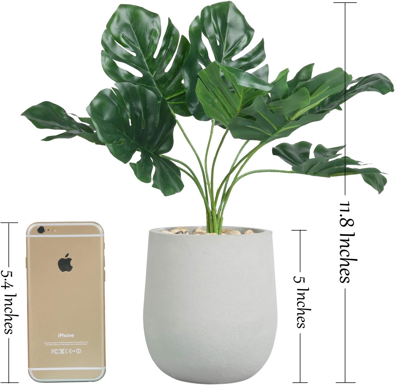 U'Artlines 2Pcs Artificial Topiary Greenery Plants with Paper Pulp Pot for Home Office Tabletop Decoration (Set of 2, Oak Leaf/Taro Leaf) -