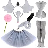 Matiniy 6 PCS Elephant Costume Set Include Headband Tutu Skirt Tail Gloves Socks and Pom Pen for World Book Day Dress Up