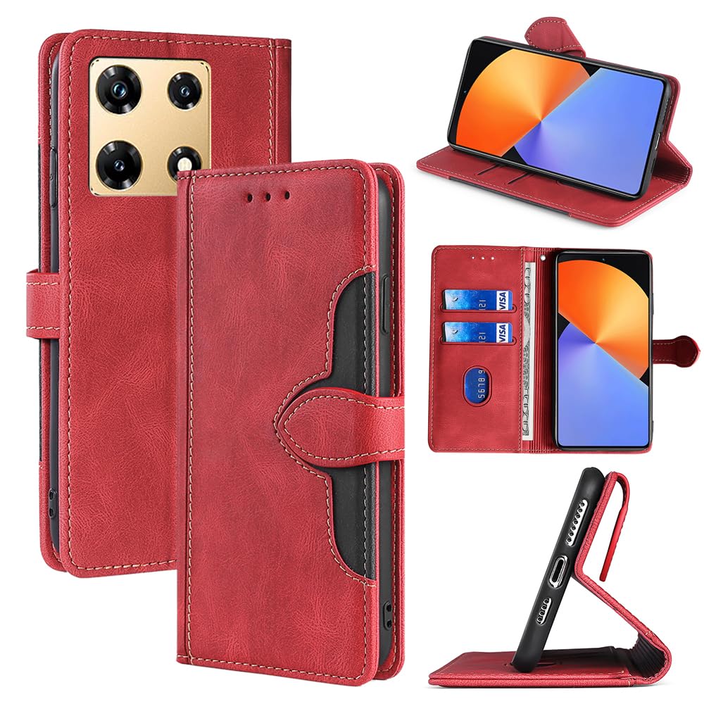 Case for Infinix Note 30 Pro 4G, [Card Slots] [Kickstand], Infinix Note 30 Pro 4G Case, Infinix Note 30 Pro 4G Wallet Case(Red)