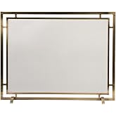 Modern Ember Gatsby Mesh Fireplace Screen in Aged Brass | Single Panel, Heavy-Duty Steel Frame with Powder-Coated Finish | Me