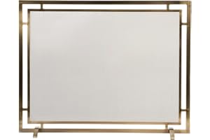 Modern Ember Gatsby Mesh Fireplace Screen in Aged Brass | Single Panel, Heavy-Duty Steel Frame with Powder-Coated Finish | Mesh Screen is Heat & Corrosion Resistant | Fits Standard Fireplaces