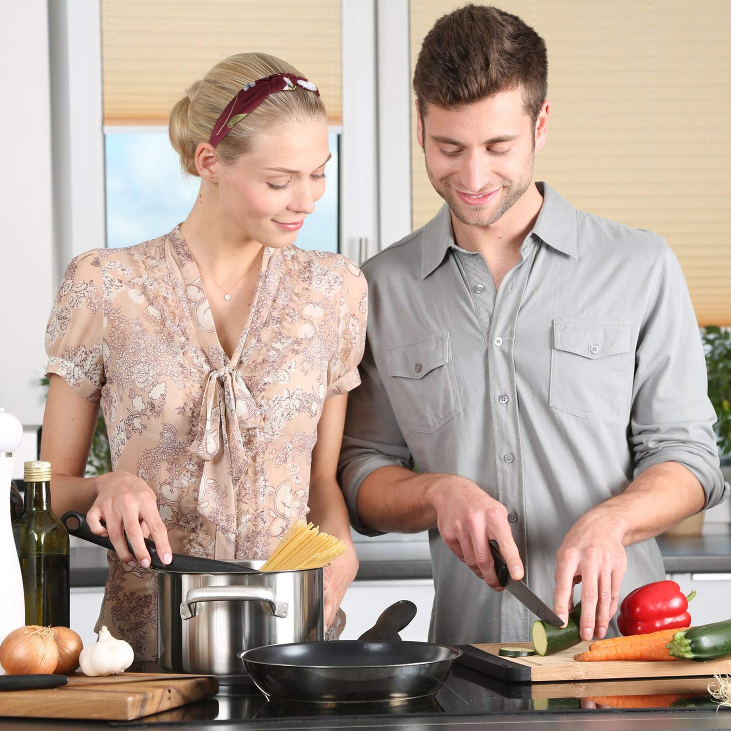 Knotted Headbands, Fascigirl 12PCS Twist Cross Knot Bowknot Cloth Hair Bands Turban Floral Print Hair Hoop for Women Girl Yoga Working