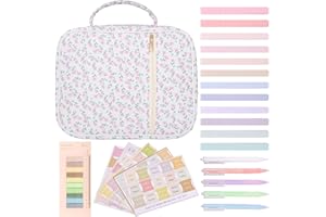 SYKUIHSG Bible Journaling Kit with Case, Hand Carry Bible Cover Case for Women, Bible Study Tote Bag with Pens and Labels for