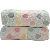 USTIDE 100% Cotton Towels White and Colorful Polka Dots Hand Towels Set for Bathroom Soft Absorbent Wash Towels（2 Hand Towels, 13.8x27.5inch）