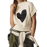 Kedera Womens Heart Short Sleeve Sweaters Pullover Shirt Tops Crew Neck Lightweight Ribbed Knit Sweater Blouses