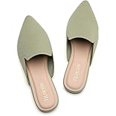 Tilocow Knit Mules for Women Flats Pointed Toe Mesh Ballet Flat Womens Slip On Slides Walking Shoes