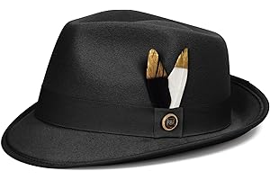 FADACHY Fedora Hats for Men & Women Short Brim Felt hat Trilby Fedora with Feather Panama Dress Hat