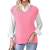 COSSEN Womens Sweater Vest V Neck Sleeveless Knit Casual Loose Pullover Sweater Tops
