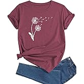 J&DHUASHA Women's Plus Size Floral T-Shirt Short Sleeve Crewneck Flower Graphic Tees Casual Summer Printed Tops